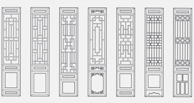 城北常用中式仿古花窗图案隔断设计图